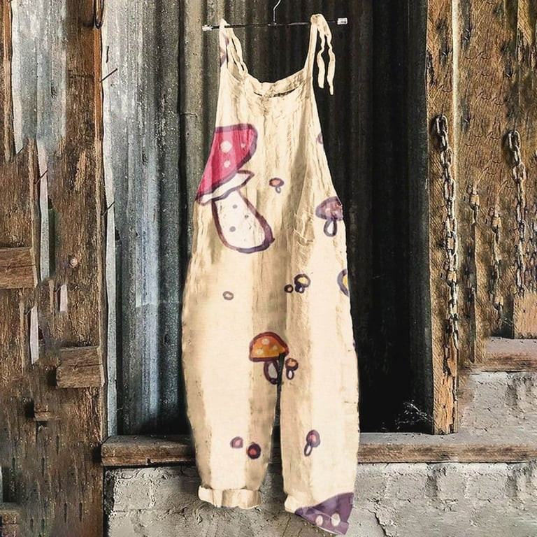 YANHAIGONG Summer Saving Clearance! Women Mushroom Printed Jumpsuit Summer Sleeveless Backless Lo... | Walmart (US)
