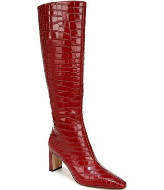 Sylvia Crocodile Embossed Leather Tall Dress Boots | Dillard's