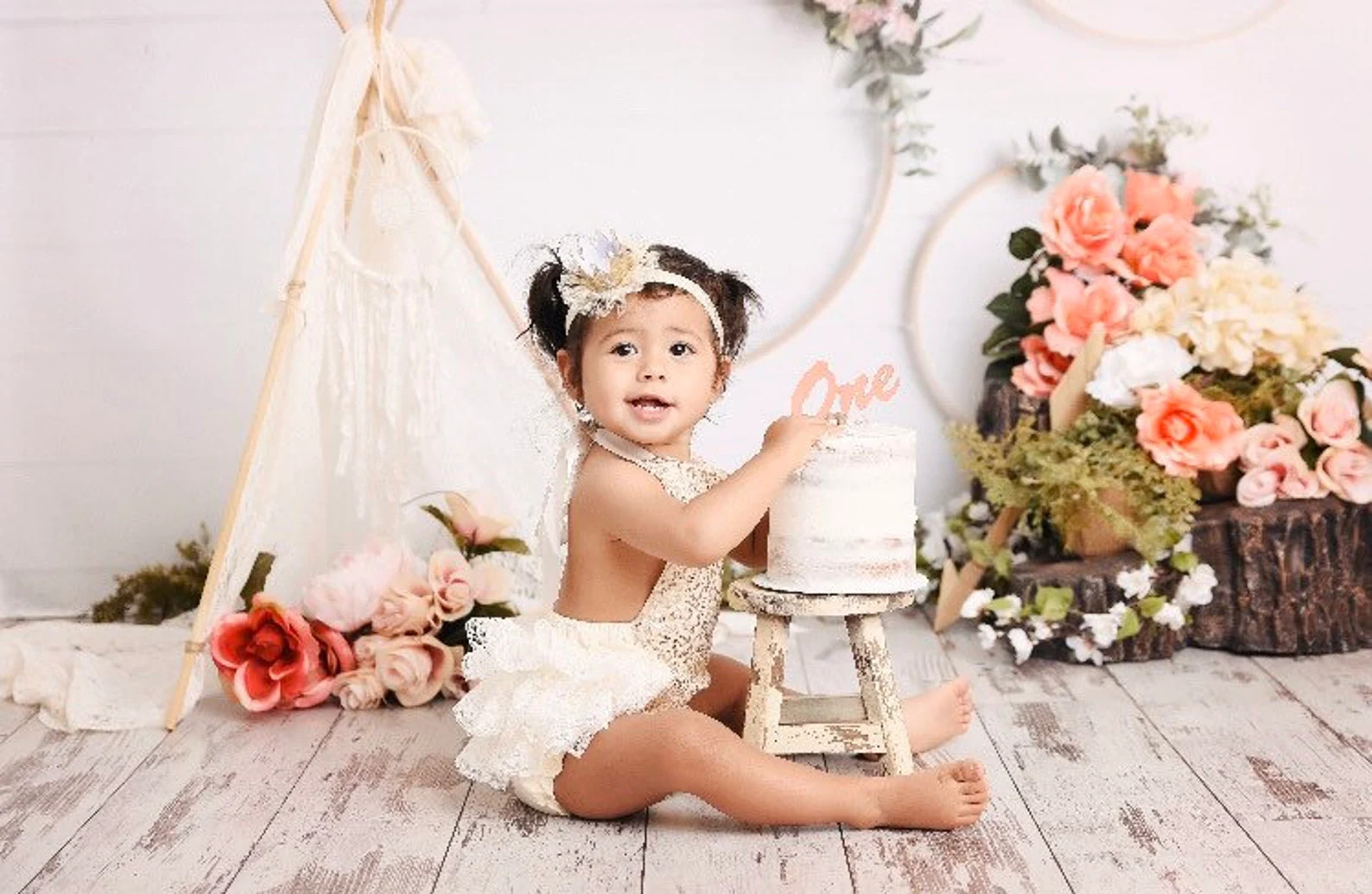 Baby Girls Boho Romper-1st Birthday Outfit-gold and Ivory Boho | Etsy | Etsy (US)