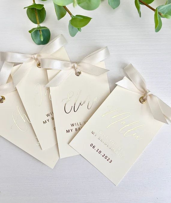 foiled proposal cards, mini bridesmaid cards, will you be my cards, 4x3 inch, rose gold, gold, si... | Etsy (US)
