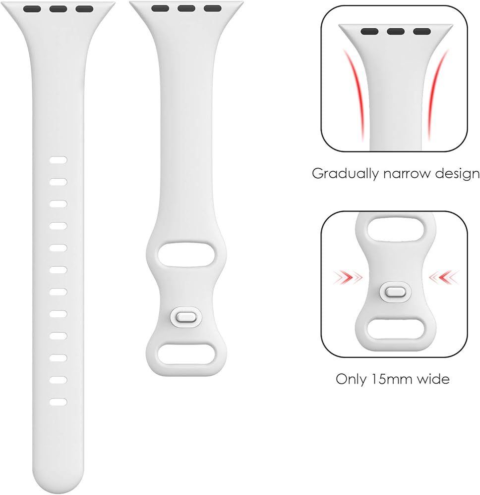 SWEES Sport Band Compatible with Apple Watch 41mm 38mm 40mm 42mm 44mm 45mm, Soft Silicone Slim Thin  | Amazon (US)