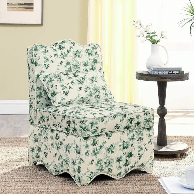Ball & Cast Flannel Upholstered Armless Chair, Classic American Style Flower Design Fabric Dining... | Amazon (US)