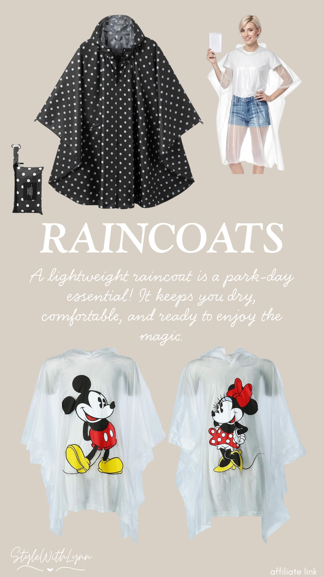 Don't forget a raincoat! Florida is known for random showers. These also come in handy for those wet rides like Kali River  Rapids and Tiana's Bayou. 

 #LTKmomlife #LTKTravel