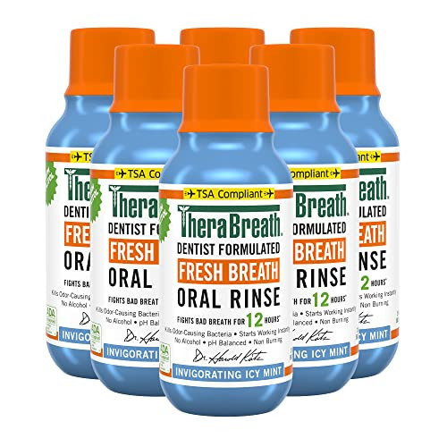 TheraBreath Fresh Breath Dentist Formulated Oral Rinse, Icy Mint, 3 Ounce (Pack of 6) | Amazon (US)