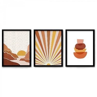 Americanflat Triptych Wall Art Modern Sunsets by Elena David - Set of 3 Framed Prints | Target