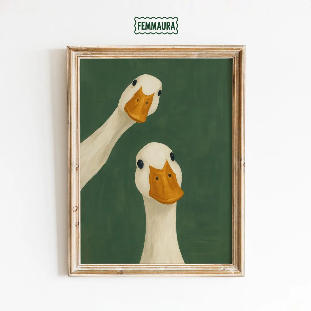 Goose Duo Poster – Minimalist Animal Wall Art, Funny Farmhouse Decor Print - Etsy | Etsy (US)