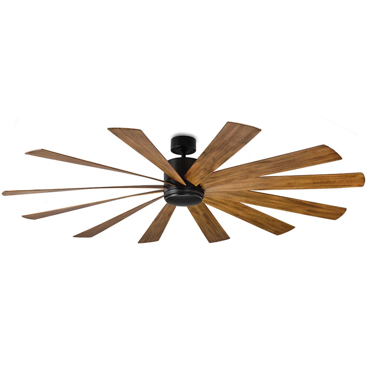 Windflower 12 - Blade Windmill Smart Ceiling Fan with Wall Control and LED Light Kit Included, Wo... | Wayfair North America