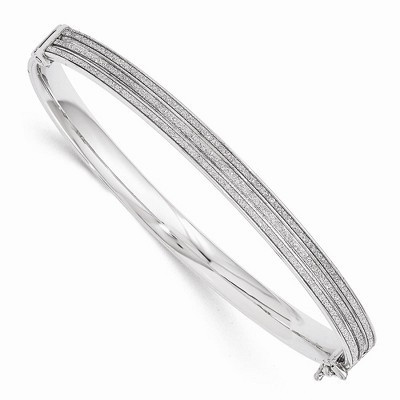 Black Bow Jewelry 6mm Sterling Silver Glitter Infused Hinged Bangle Bracelet | Target