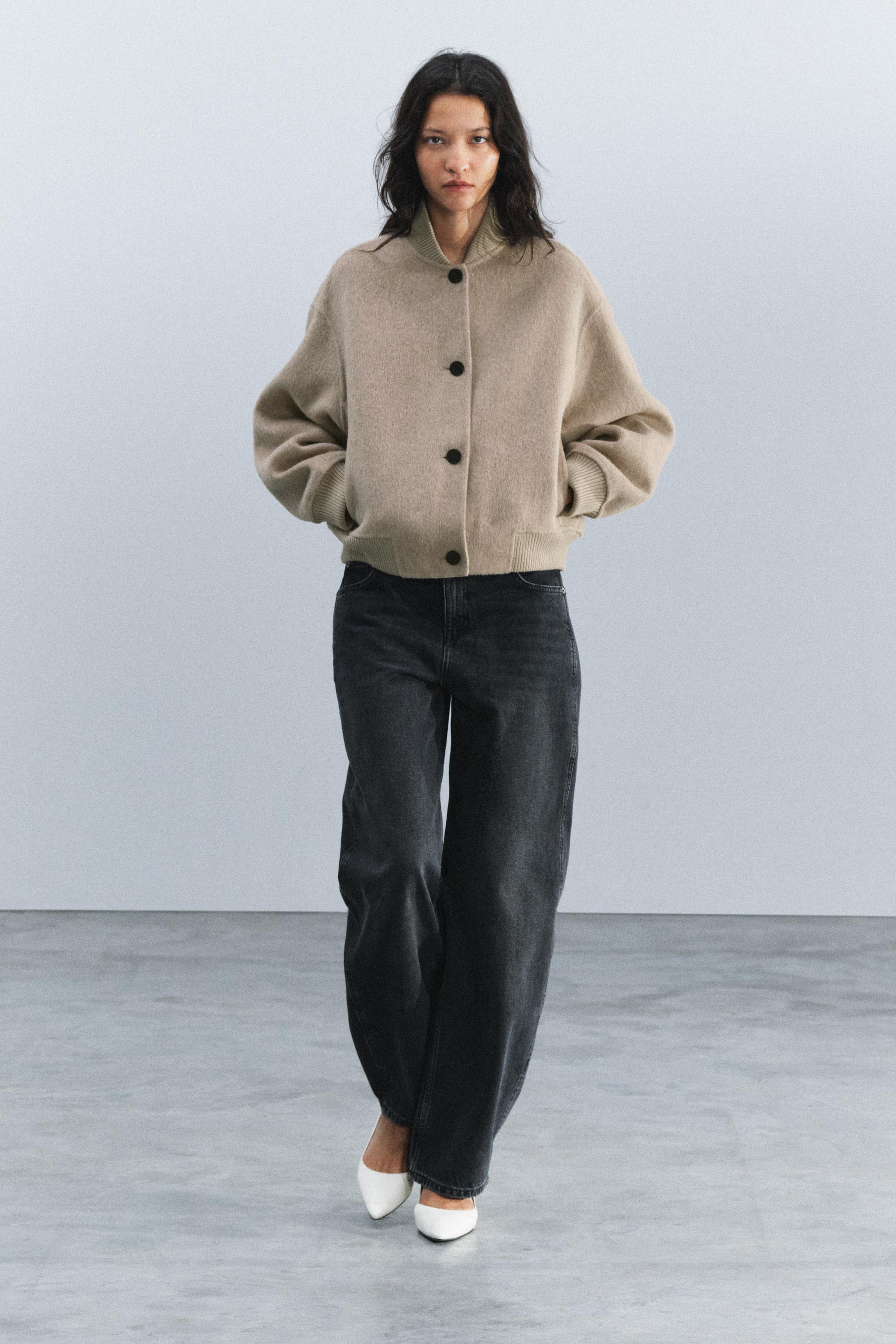ZW COLLECTION WOOL BLEND BOMBER JACKET | Zara UK