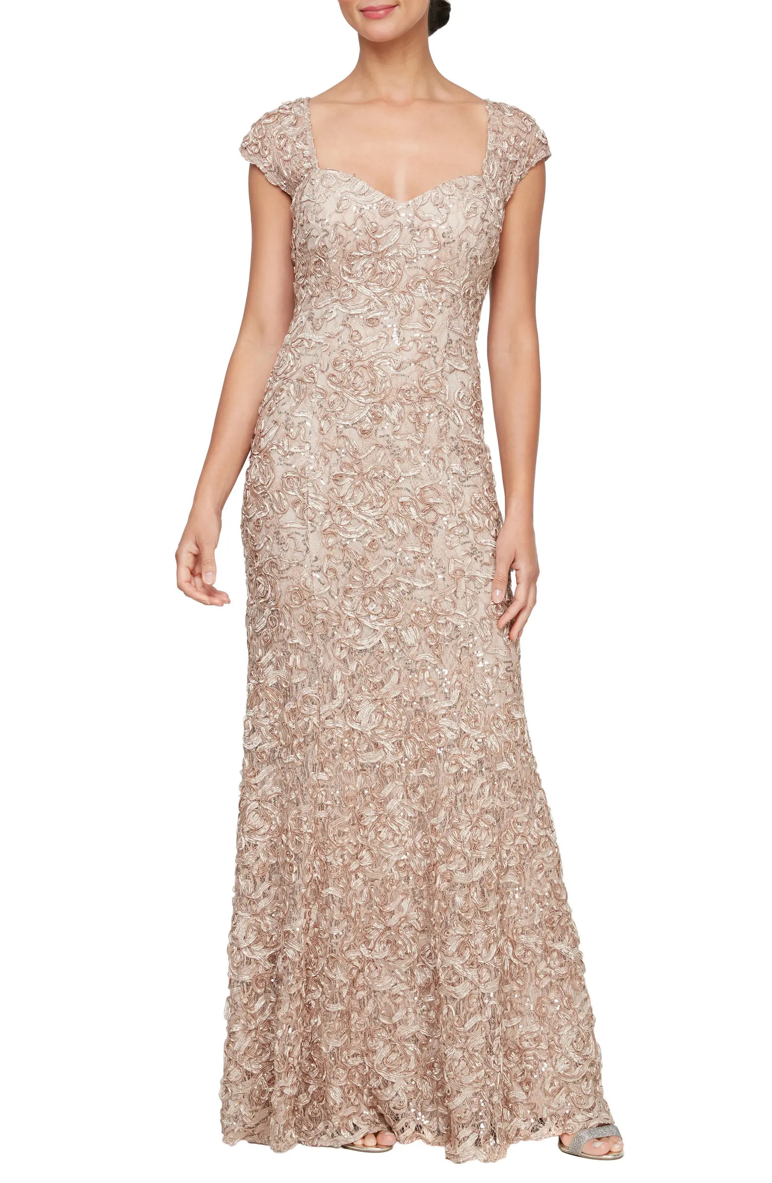 Soutache Sequin Lace A-Line Gown | Nordstrom