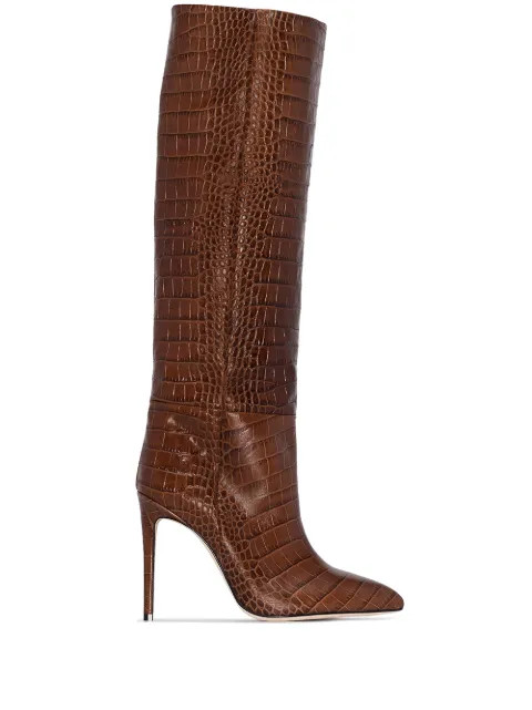 knee-high crocodile-effect boots | Farfetch (US)