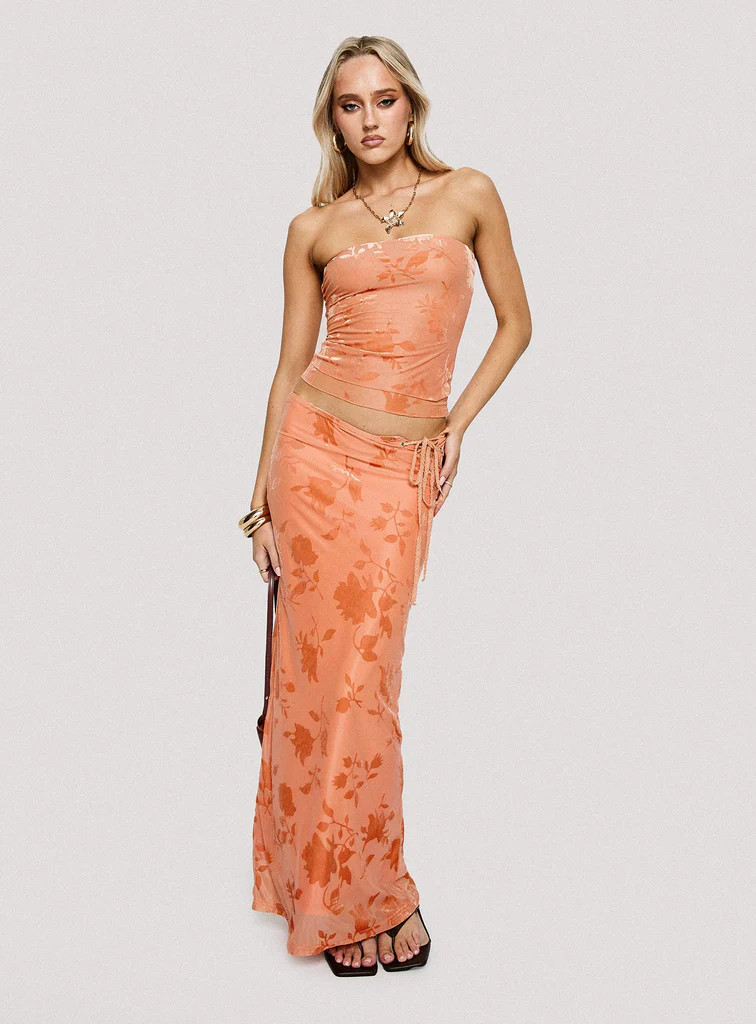Mikah Maxi Skirt Orange | Princess Polly US