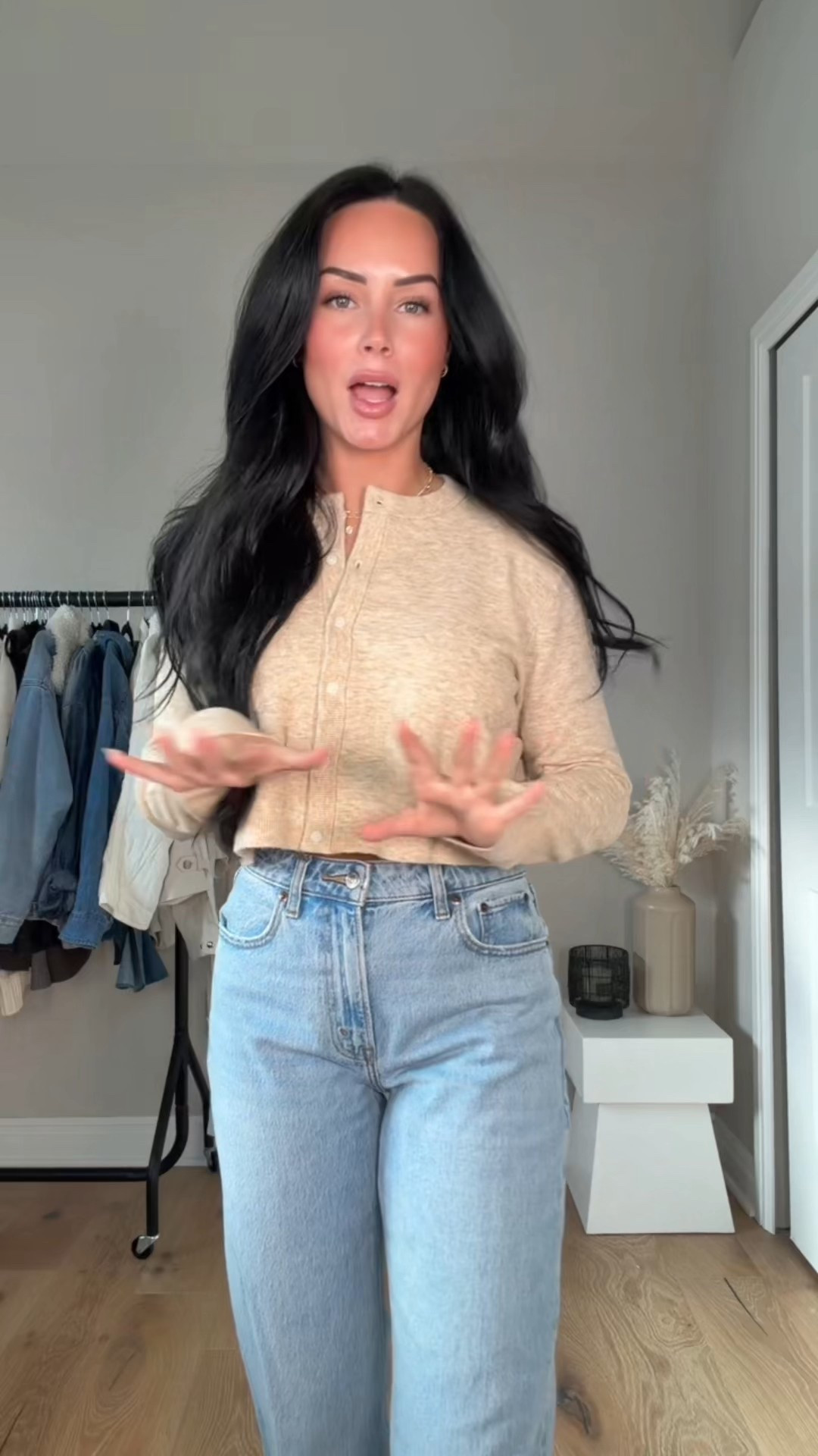 Huge Aritzia sale!!! Up to 50% off everything 😍

 @aritzia #aritziapartner
My Sizing 5'7, 145lbs, 32dd
I’m wearing a size small sweater, size 27 jeans 

#LTKootd #LTKSaleAlert #LTKU