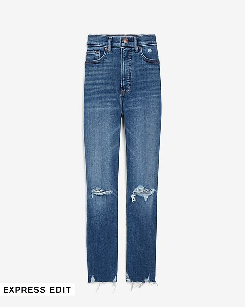Super High Waisted Ripped Slim Jeans | Express