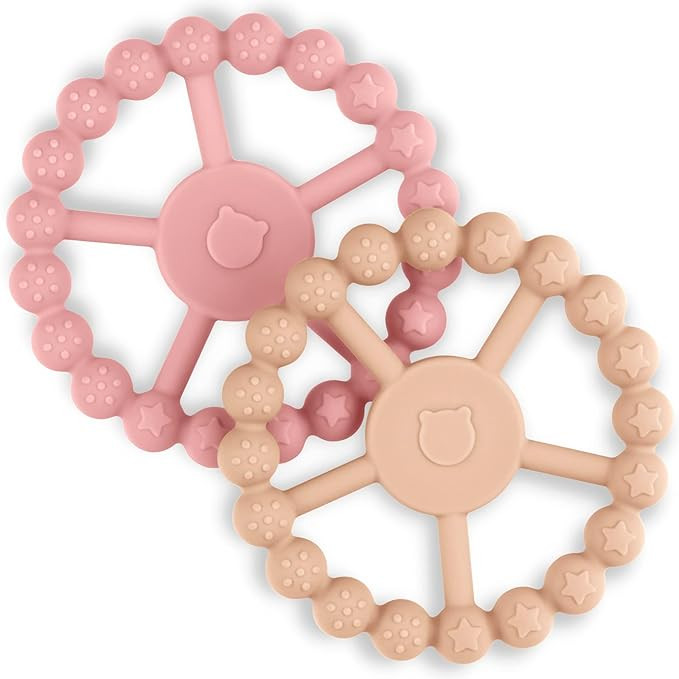 Silicone Sensory Teething Ring, 2Pack Baby Teethers Chew Toys for Infant, Boys and Girls, Food Gr... | Amazon (US)