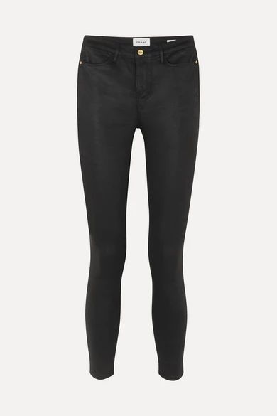 FRAME - Le High Coated Skinny Jeans - Black | NET-A-PORTER (US)