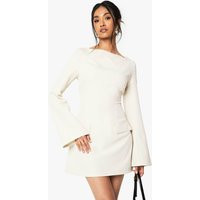 Womens Long Sleeve Slash Neck Tailored Mini Dress - Cream - 4 | boohoo (US & Canada)