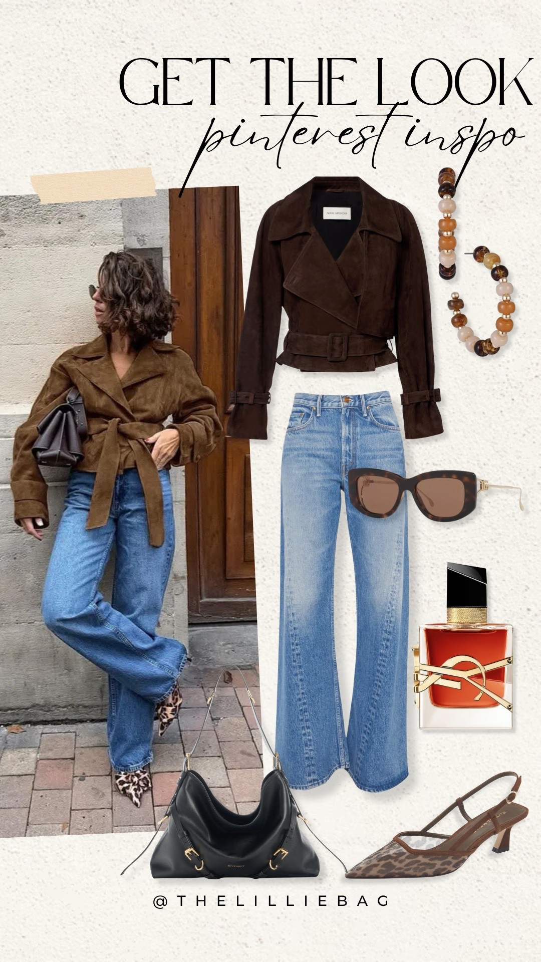 Get the Look 🤎

Pinterest-inspired and full of rich fall tones. This chocolate suede jacket is the star of the outfit, paired with the perfect light-wash denim, leopard heels, a chic black bag, and luxe accessories. Such an elevated look you’ll wear on repeat all season.

Everything is linked for you! ✨

Pinterest outfit, fall outfit inspiration, suede jacket, chocolate brown trend, light wash jeans, leopard heels, designer style handbag, neutral accessories, elevated casual, fall fashion, transitional style, chic everyday outfit, autumn wardrobe, quiet luxury style

#LTKgrwm #LTKootd #LTKSeasonal
