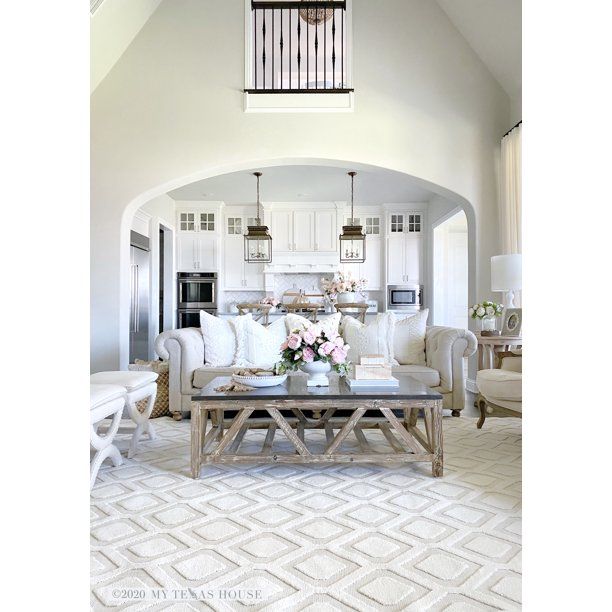 My Texas House By Orian Geometric Diamond Area Rug, White, 7'9" x 10'10" | Walmart (US)