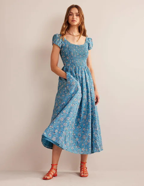 Scoop-Neck Smocked Midi Dress | Boden (UK & IE)