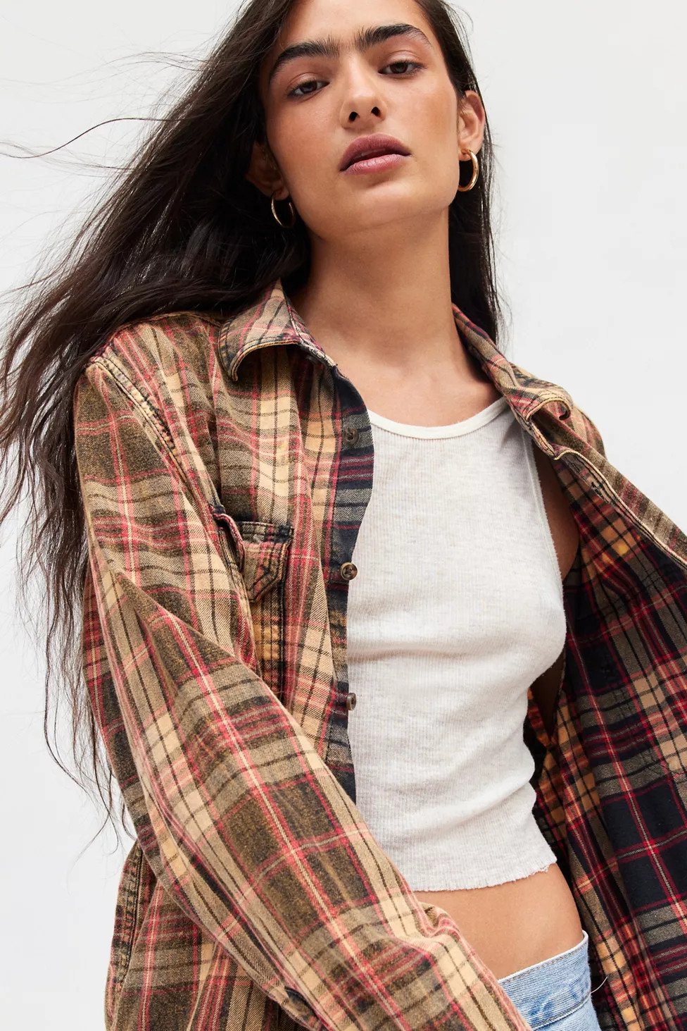 Urban Renewal Remade Acid Wash Flannel Shirt | Urban Outfitters (US and RoW)