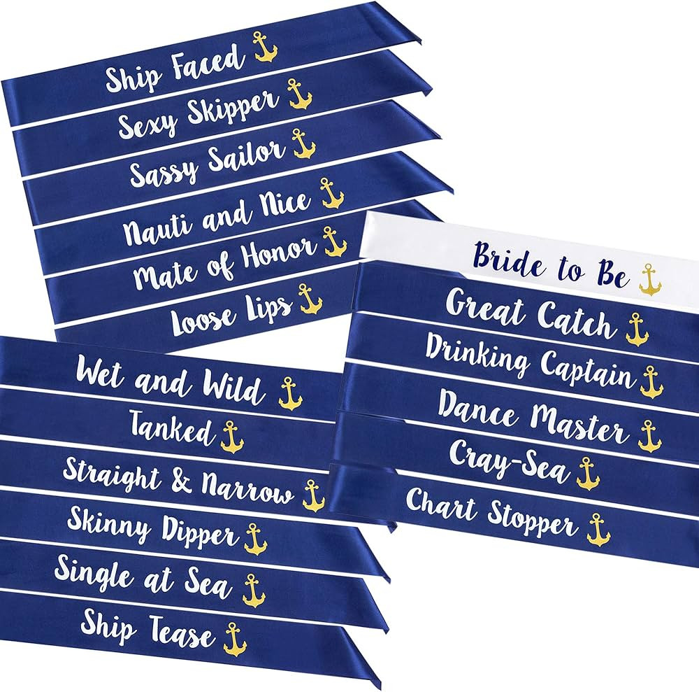 “Last Sail Before The Veil” Bachelorette Sashes | 18 Pack | 1 Bride to be Sash and 17 Bride T... | Amazon (US)