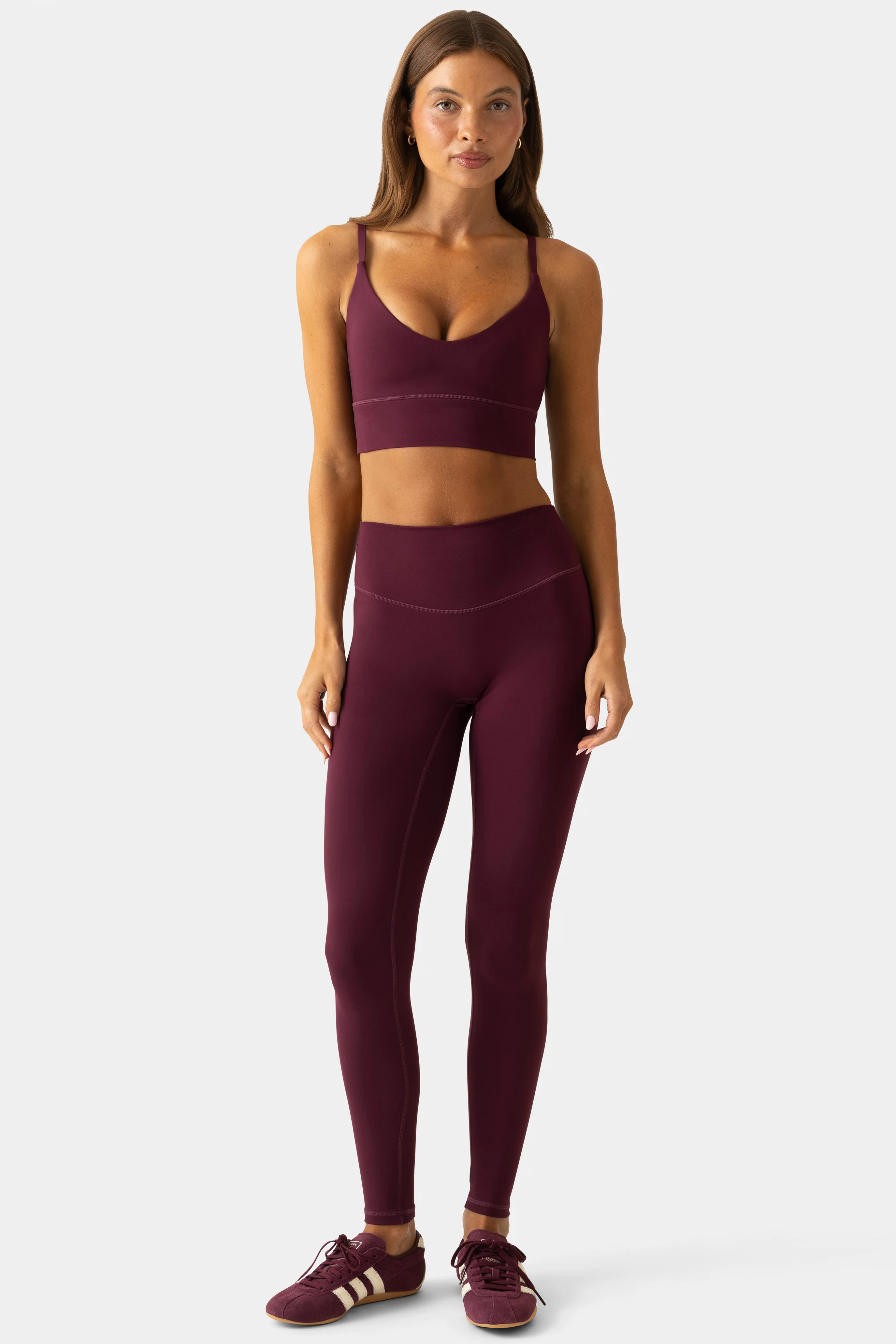 Soft Active Full-Length Leggings in Burgundy | Bo+Tee