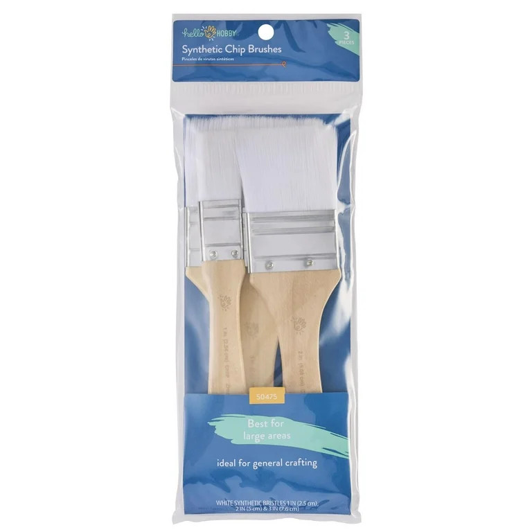 Hello Hobby 3 Pc Synthetic Chip Paint Brush Set | Walmart (US)