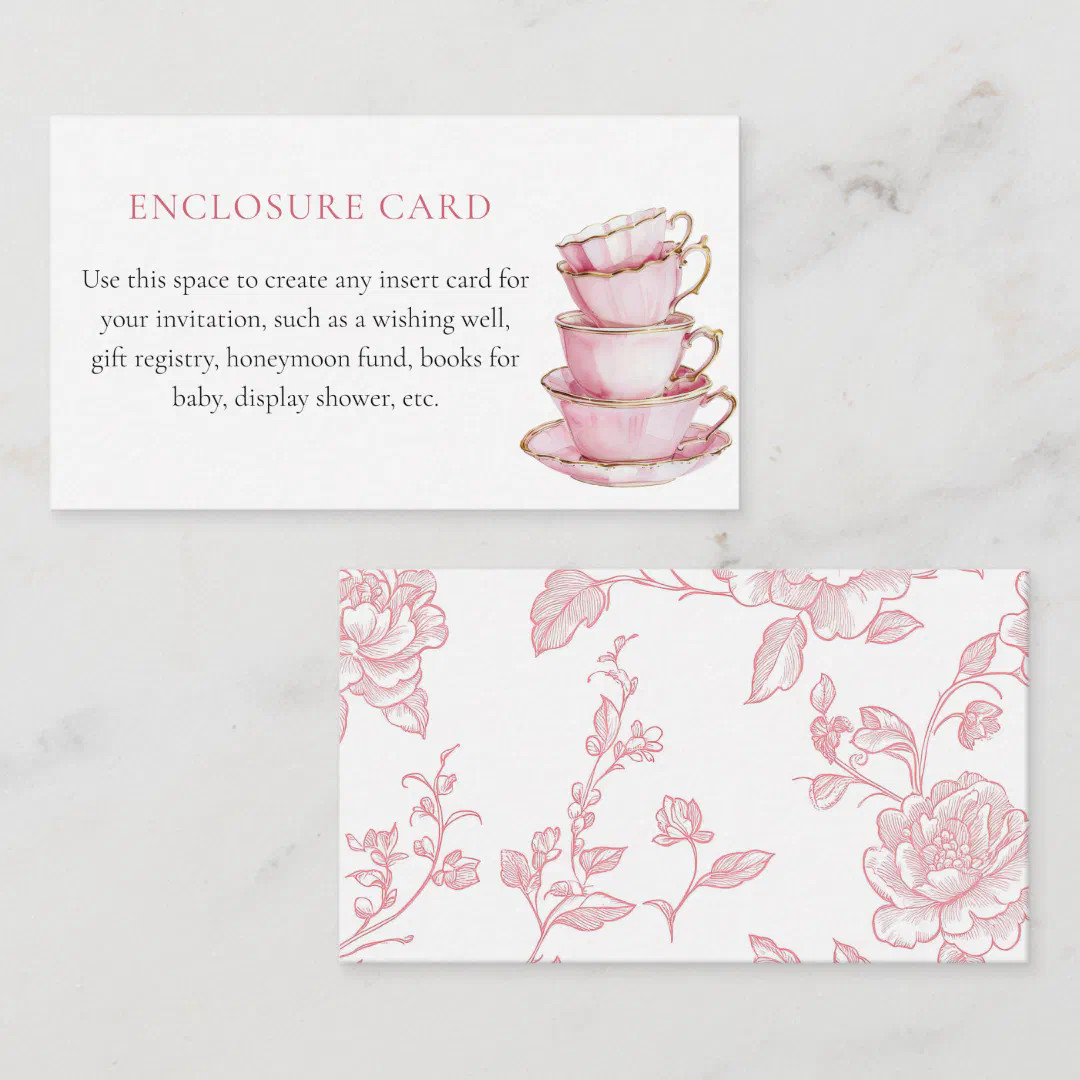 Pink Tea Party Shower Enclosure Card | Zazzle | Zazzle