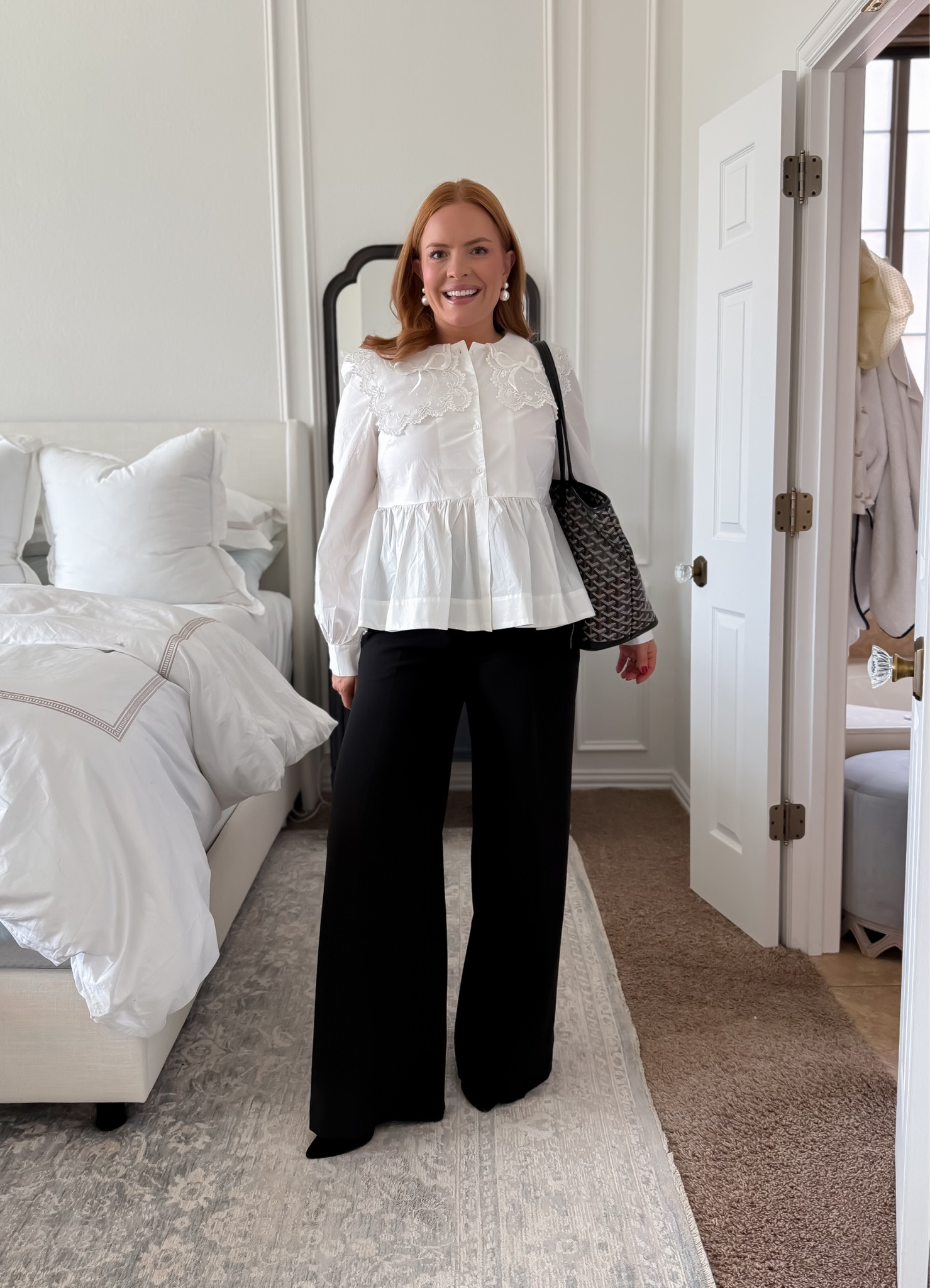 Feminine, polished, and office-appropriate 🤍
This white blouse with black wide-leg pants is an easy workwear outfit that feels elevated but comfortable. The statement collar adds interest while still staying professional, making it perfect for corporate offices or business casual environments. A great option when you want a chic work outfit that transitions seamlessly from desk to meetings.

Shop this work blouse and wide-leg work pants on LTK.

#businesscasualoutfits #workblouse #officefashion #corporatemom #ltkstyle

#LTKgrwm #LTKWorkwear #LTKootd