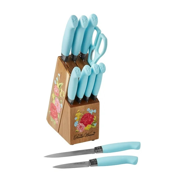 The Pioneer Woman 11-Piece Stainless Steel Knife Block Set, Light Blue - Walmart.com | Walmart (US)