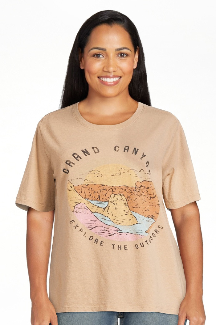 Time And Tru Women's Grand Canyon Graphic Tee with Short Sleeves, Sizes S-XXXL | Walmart (US)