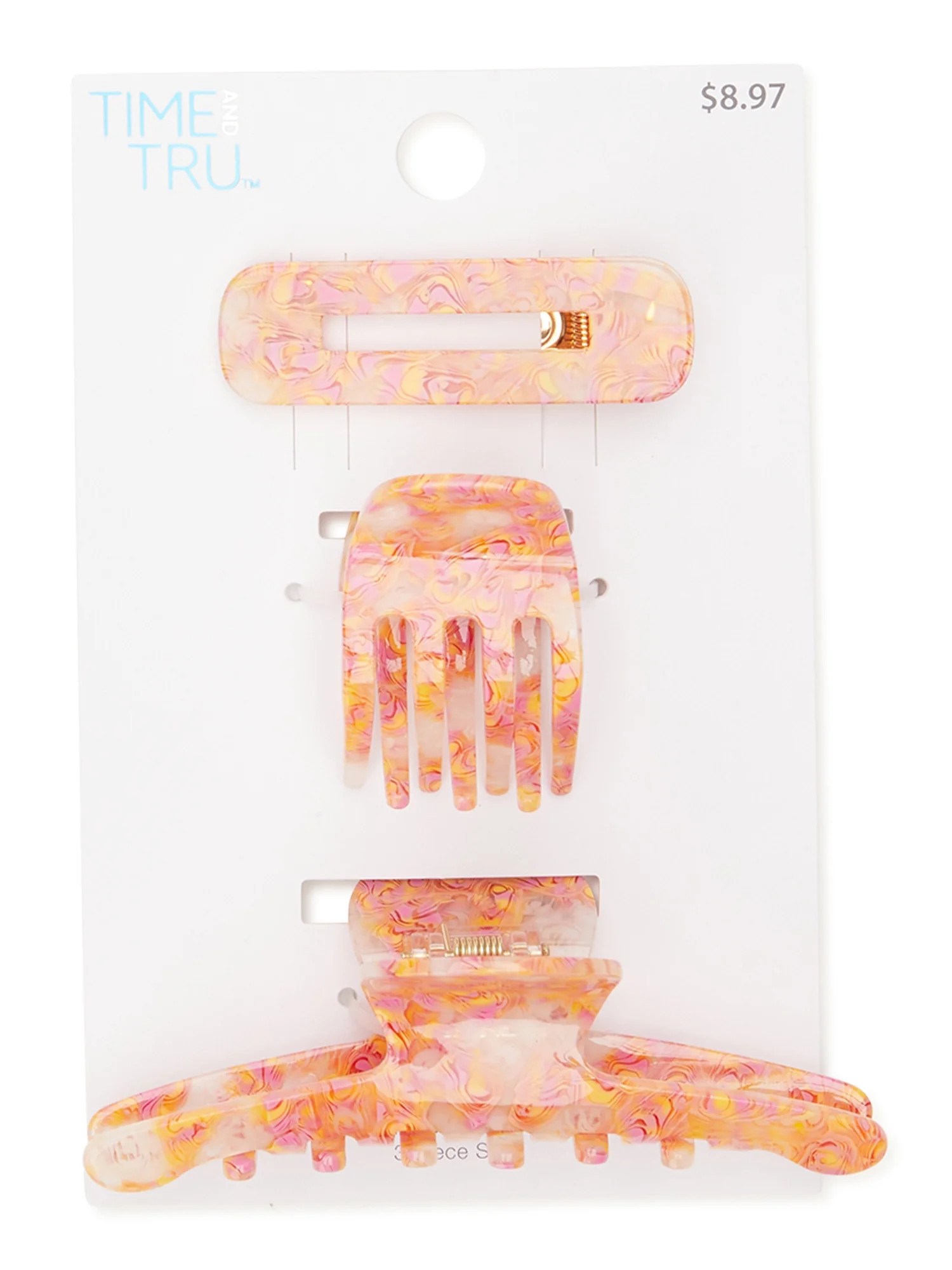 Time and Tru Women's Hair Claw Clips, 3-Pack | Walmart (US)