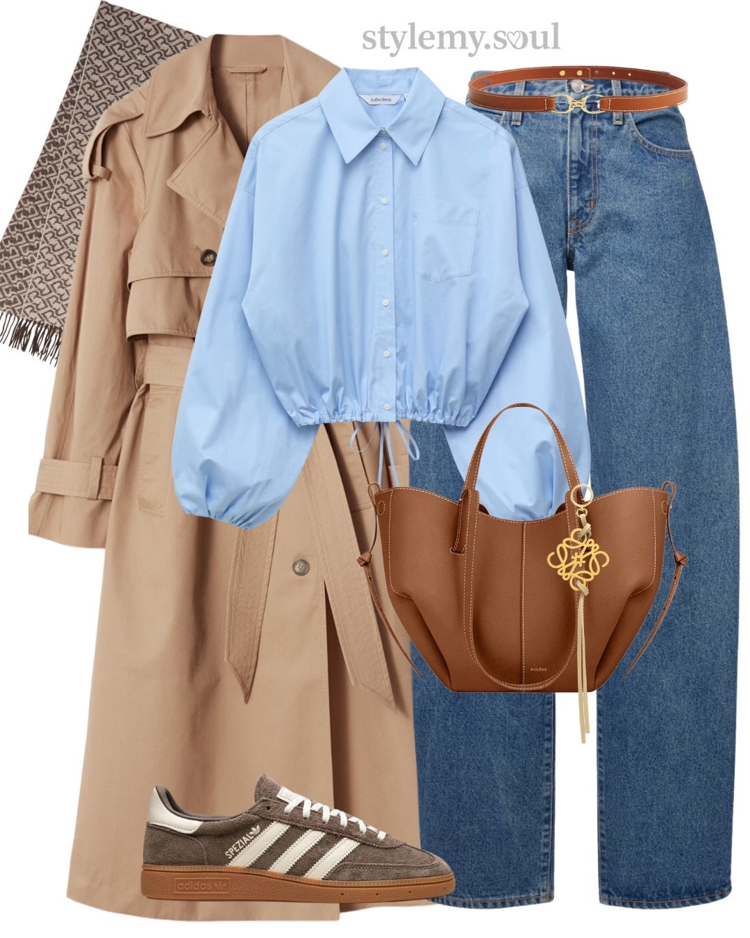 Trench coat, jeans, blilue shirt, adidas, tote bag, camel bag

#LTKautumn #LTKjeans #LTKworkwear