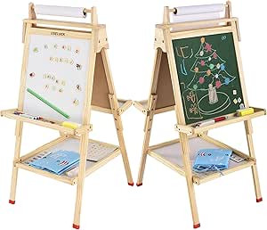 USELUCK Kids Easel with Paper Roll，Double-Sided Drawing Easel-Dry Erase Board & Chalkboard Stan... | Amazon (US)