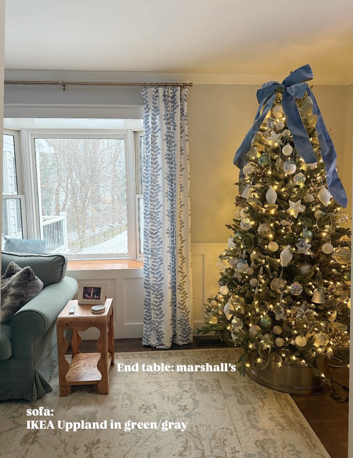 Linking what I can from my holiday living room 💙 

I made the bow- just two bows tied together with floral wire 

#LTKHoliday #LTKHome