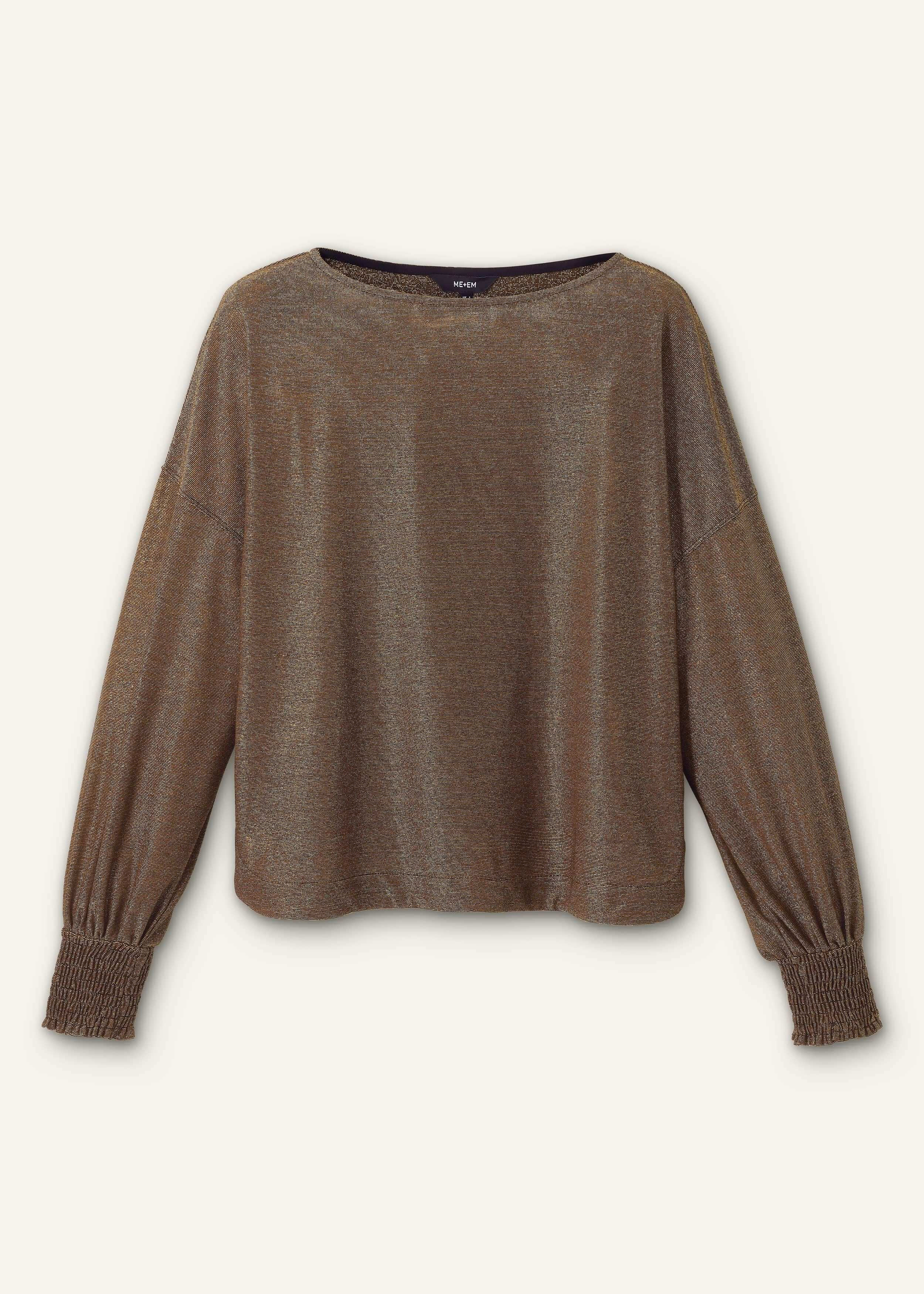 Metallic Oversized Balloon Sleeve Top Metallic Jersey | ME+EM US