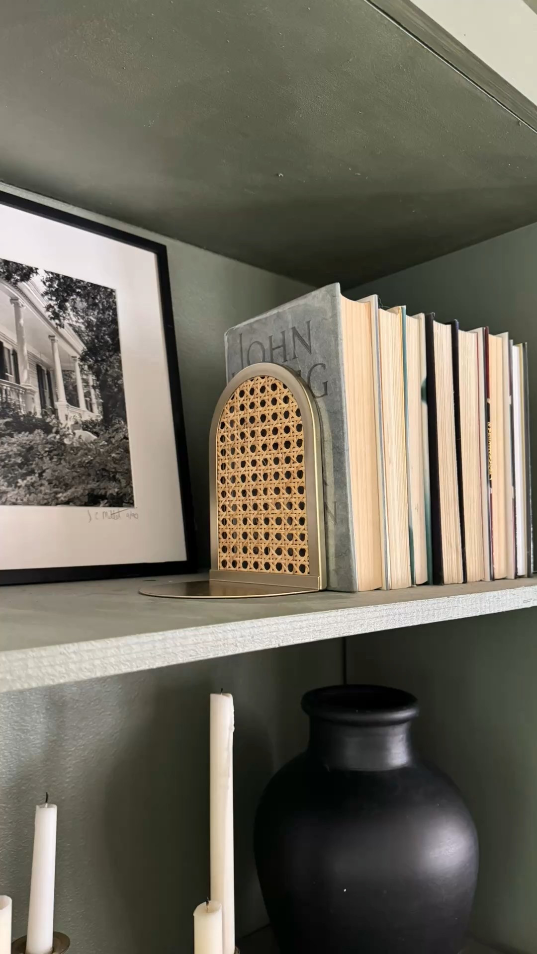 Current mood: styling my bookcase with these cool boho rattan and gold bookends from Walmart instead of cleaning. That tracks. 

#LTKFindsUnder50 #LTKHome #LTKStyleTip