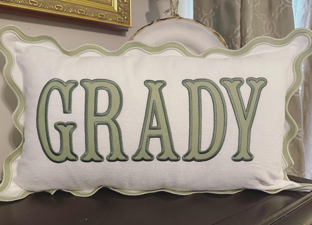 Personalized Applique Name Pillow: Scallop Edge Nursery Decor | Etsy (US)