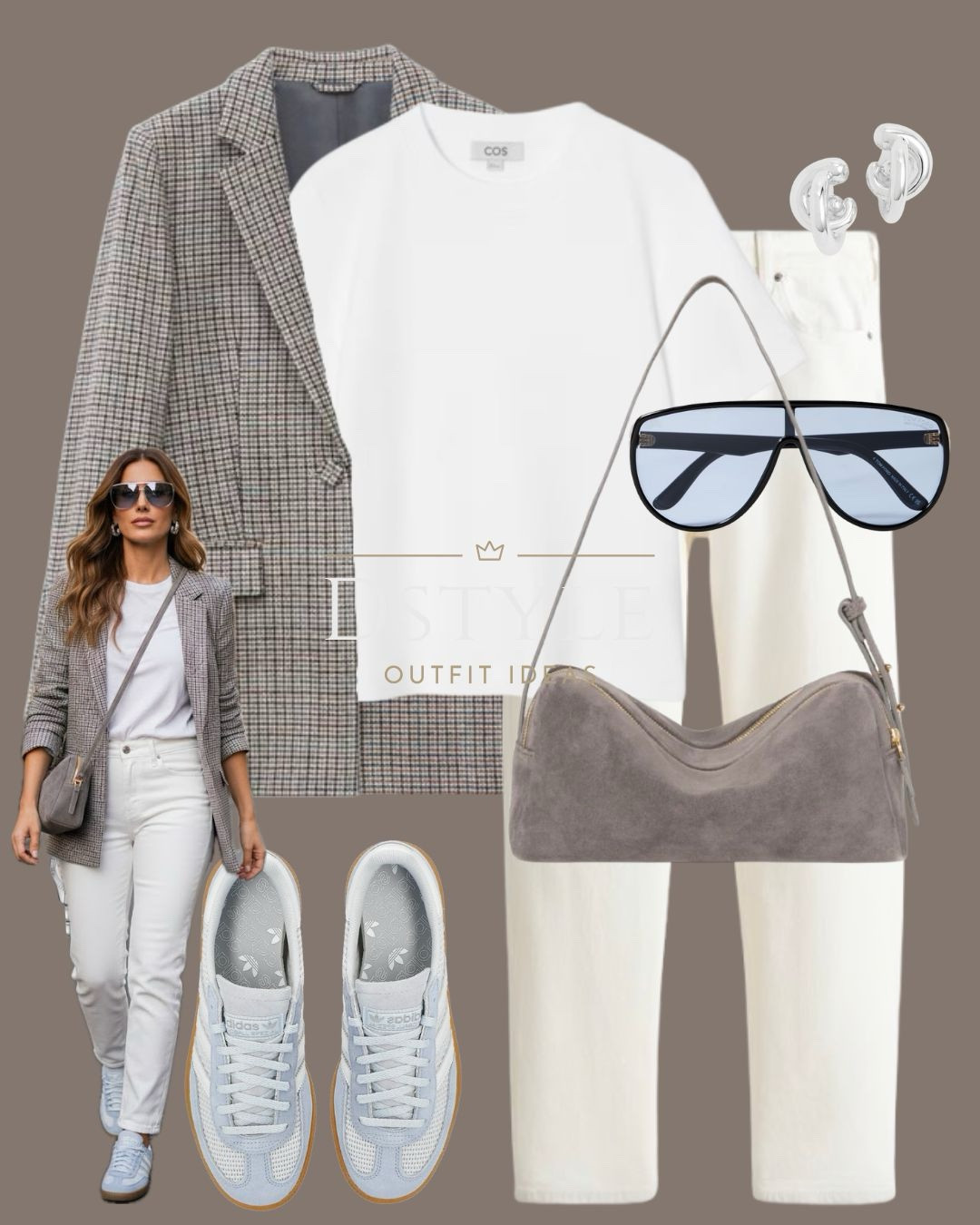 Looking for that perfect "put together but effortless" look? This oversized plaid blazer paired with crisp white denim is my current go-to. I’ve styled it with light blue Adidas Spezials and a suede shoulder bag for a textured, high-low mix. Perfect for coffee dates or a casual office day! 

 #LTKootd #LTKWorkwear