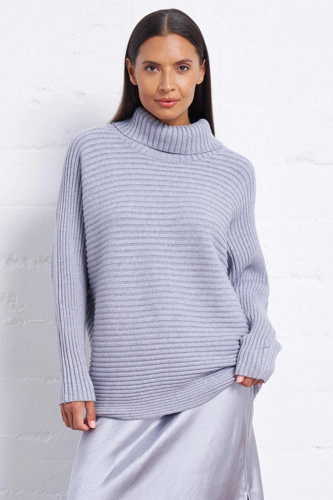 Ribbed Dolman Turtleneck Sweater | Franne Golde