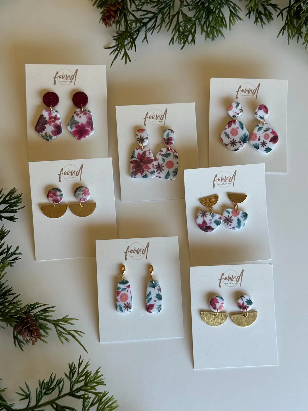 Holiday Christmas Earrings Pine Tree, Poinsettia , Spruce Tree, Orange Slices, Classic Neutrals, ... | Etsy (US)