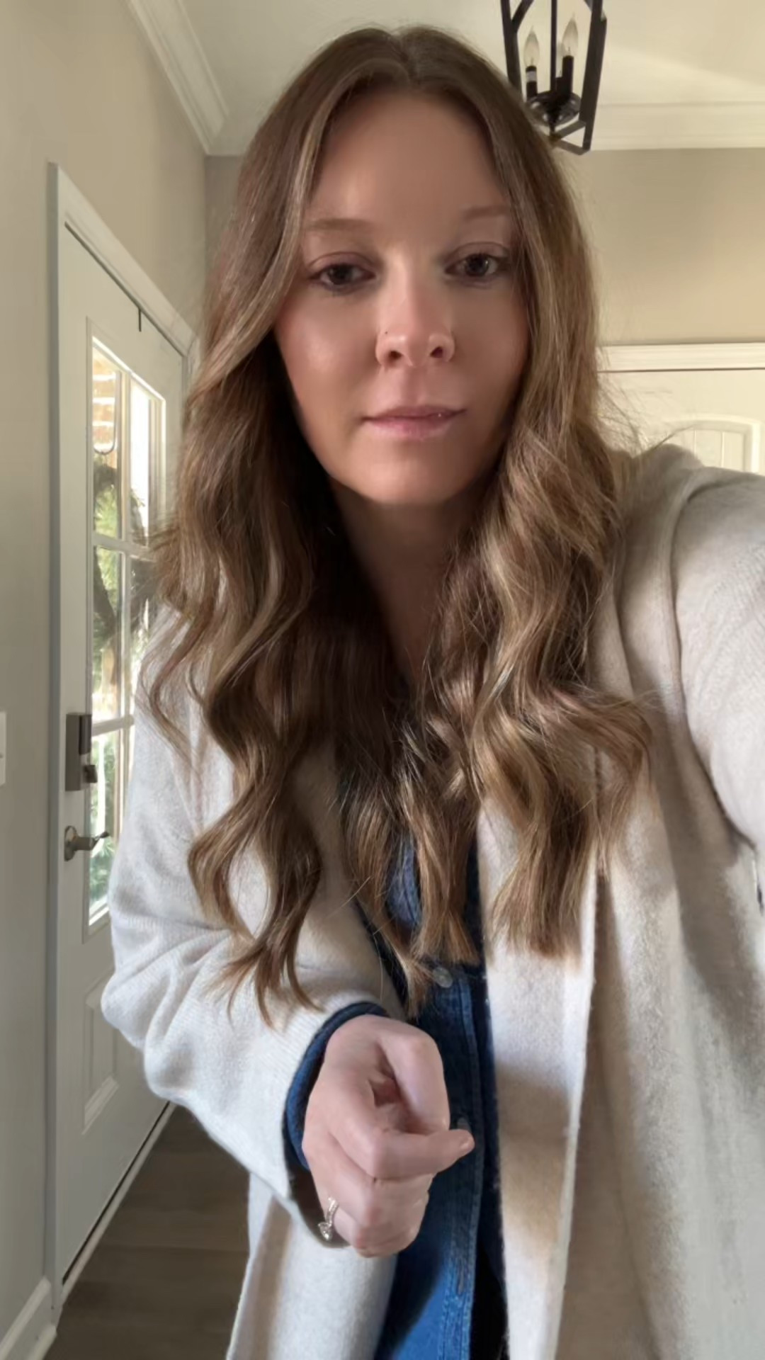 Oversized denim shirt / wearing my tts medium 
Long open cardigan / tts 
Brown leggings / tts 
Uggs
Suede clogs / tts


#LTKWorkwear #LTKFindsUnder100 #LTKootd