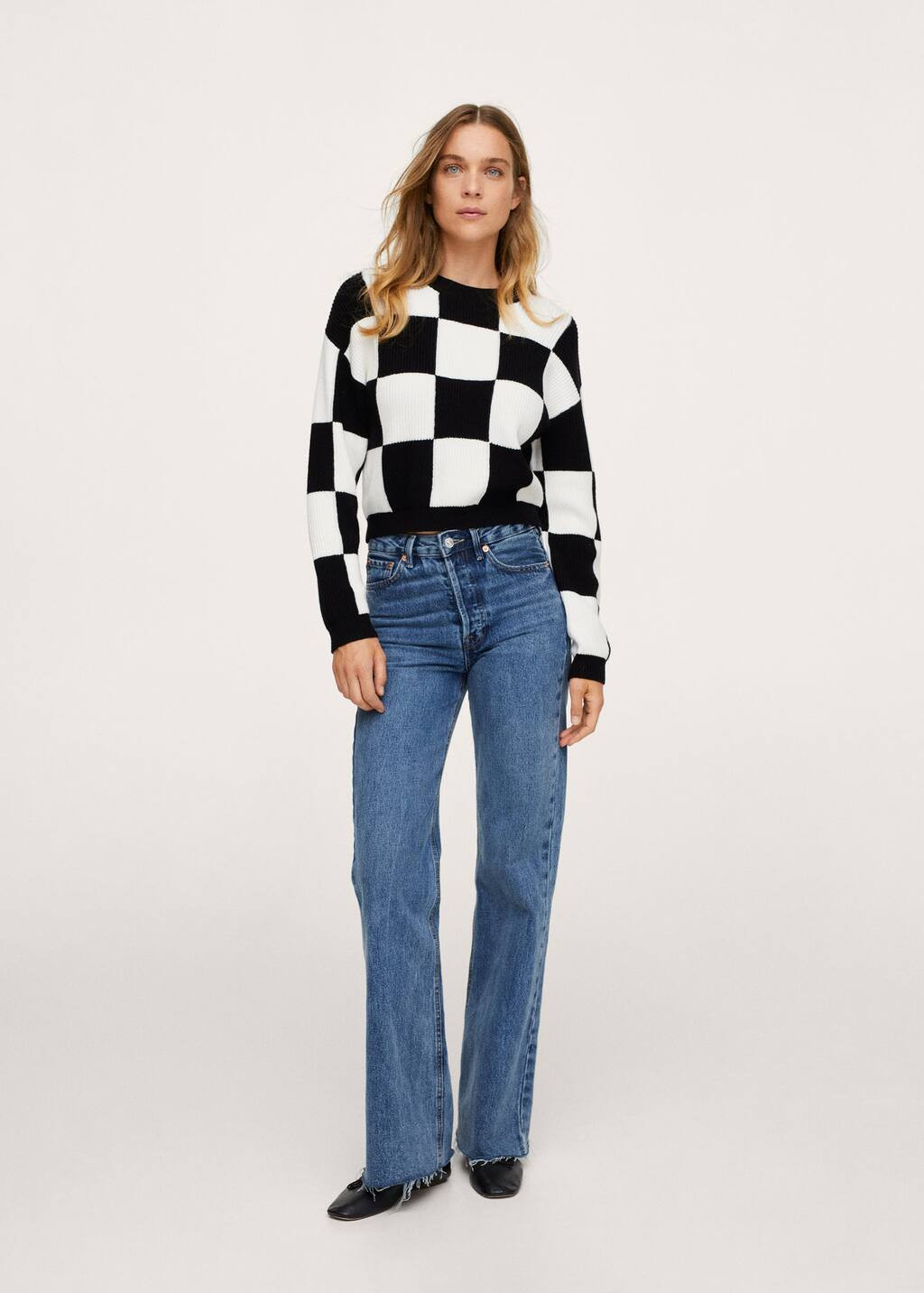 Checks knitted sweater | MANGO (US)