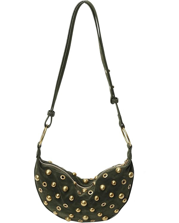 Studded Purse Trendy Studded Handbag Hobo Crescent Bags Y2K Shoulder Bag Suede Purses for Women | Amazon (US)