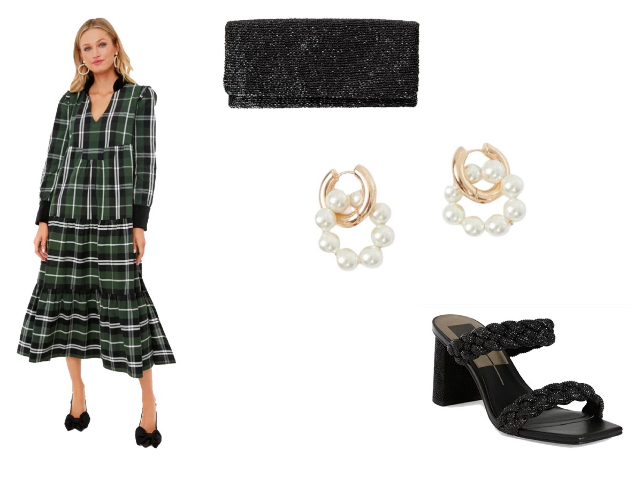 Style your favorite winter plaid dress for the holidays by adding a sequin clutch and some pearl huggie earrings. All from Tuckernuck. 

#LTKSeasonal #LTKHoliday #LTKstyletip