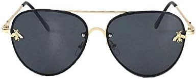 Blue Island Fashion Culture Women's Buzzed Bee Charm 60mm Aviator Sunglasses (Black) | Amazon (US)