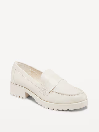 Faux-Leather Chunky Heel Loafers | Old Navy (US)