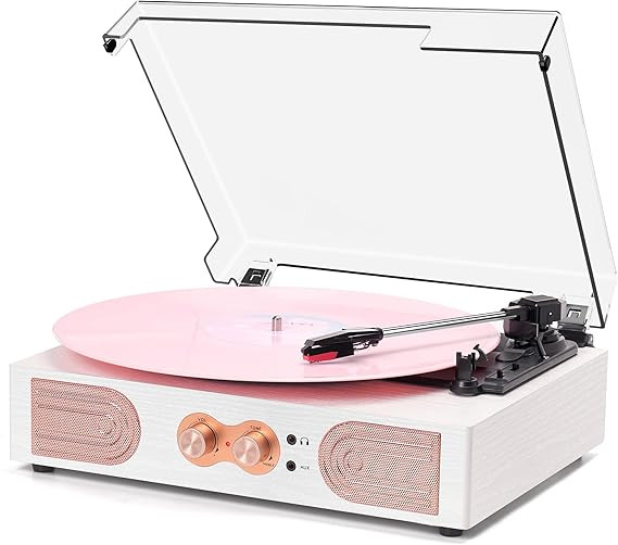 Vinyl Record Player with Built-in Speakers 3-Speed Vintage Record Player Support Treble& Bass Con... | Amazon (US)