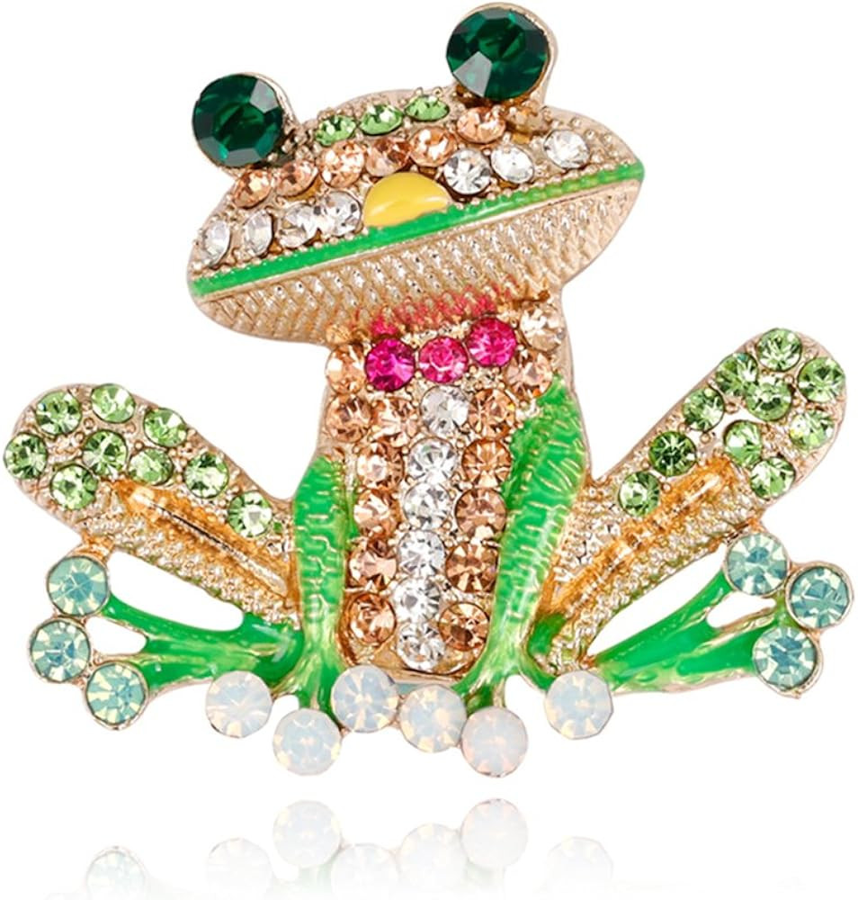 Comelyjewel Frog Brooch Pins for Women Men, Enamel Rhinestone Colorful | Amazon (US)